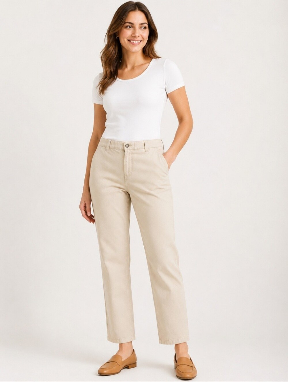Lauren Ralph Lauren Women’s 10 Beige Khaki Straight Leg Cotton Chino Pants
